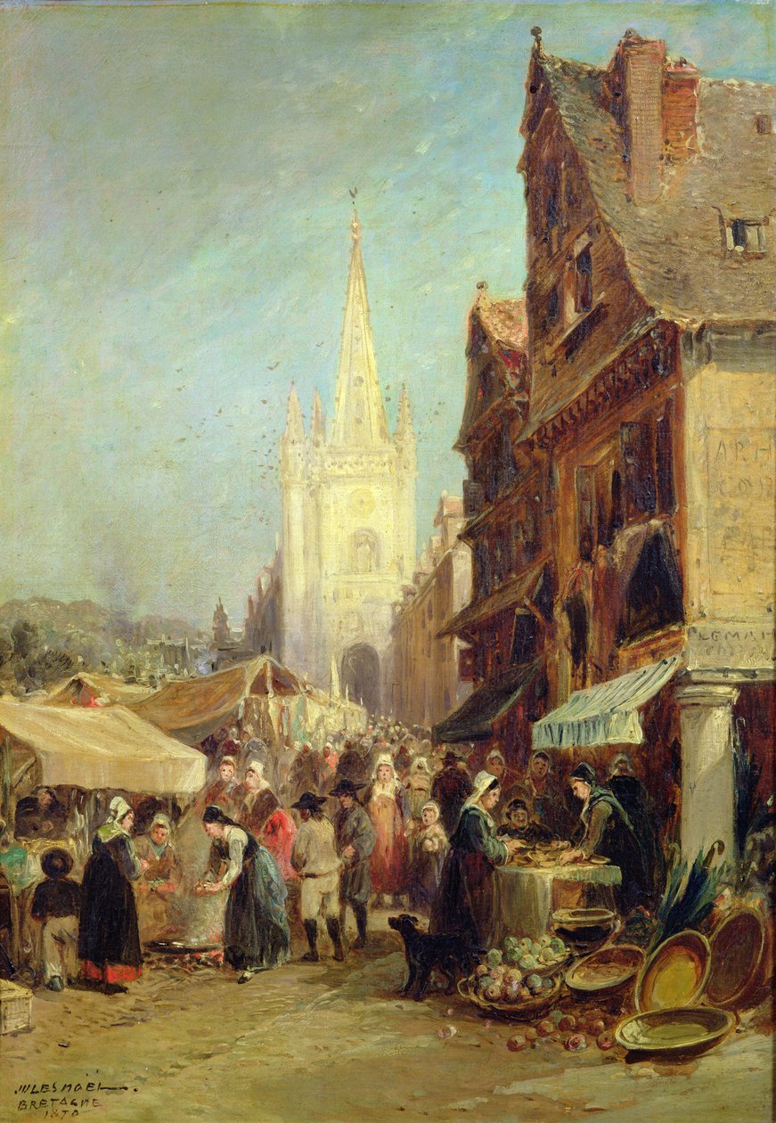 Mercado en Hennebont de Jules Achille Noel
