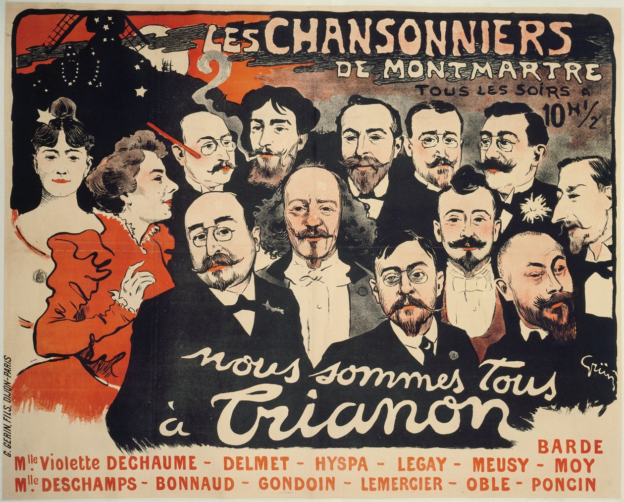Les Chansonniers de Montmartre, c. 1890 de Jules Alexandre Grün