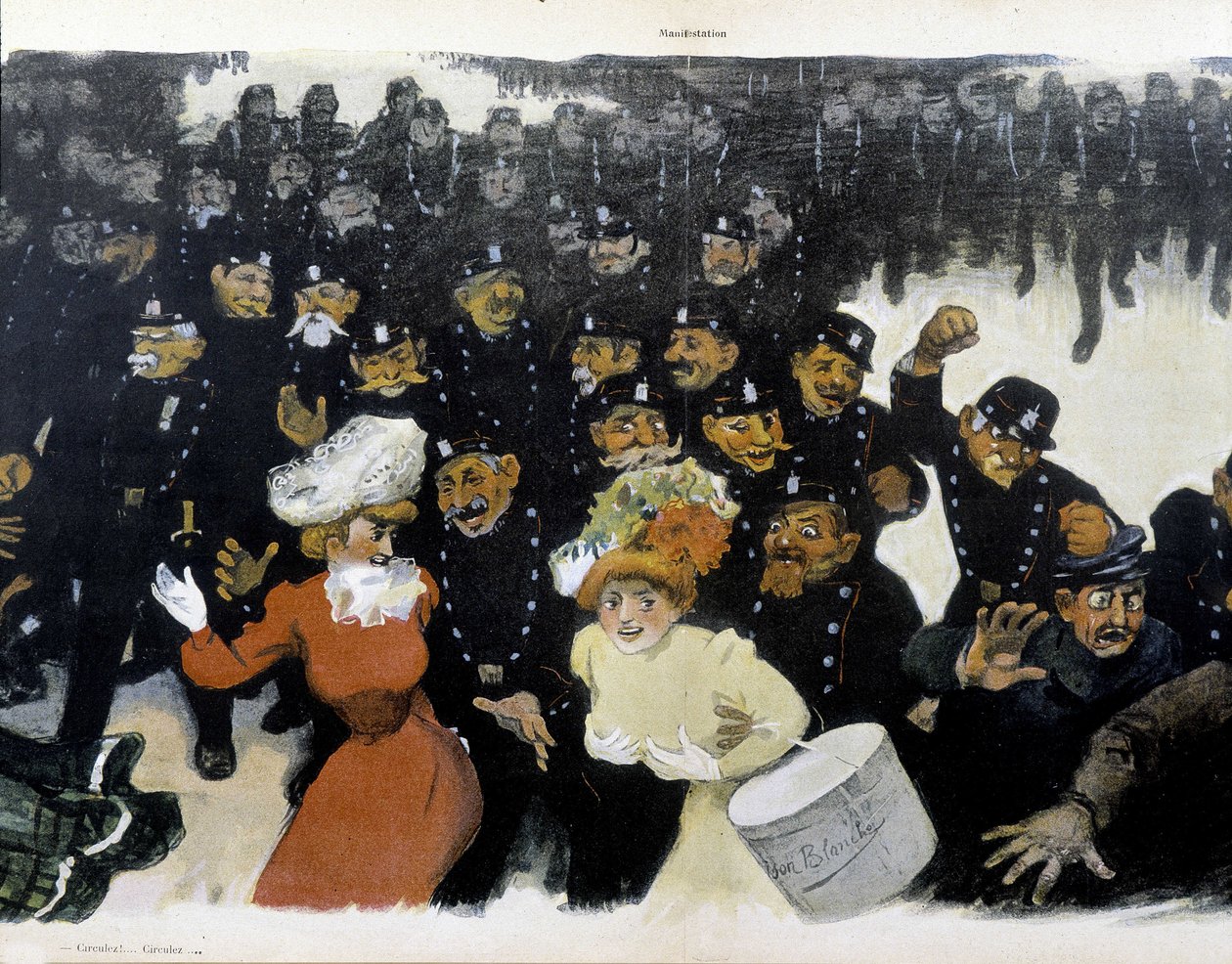 Manifestación alrededor de 1901 - dibujo de GRÜN de Jules Alexandre Gruen or Grun