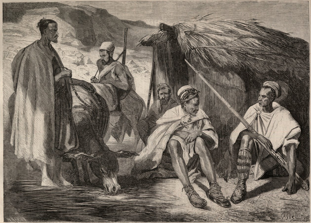 Tribus kabyles en Argelia en 1857. Grabado según el dibujo de Jules Rigo. Grabado en “Le Monde illustré” de 1857. Colección privada. de Jules Alfred Vincent (after) Rigo