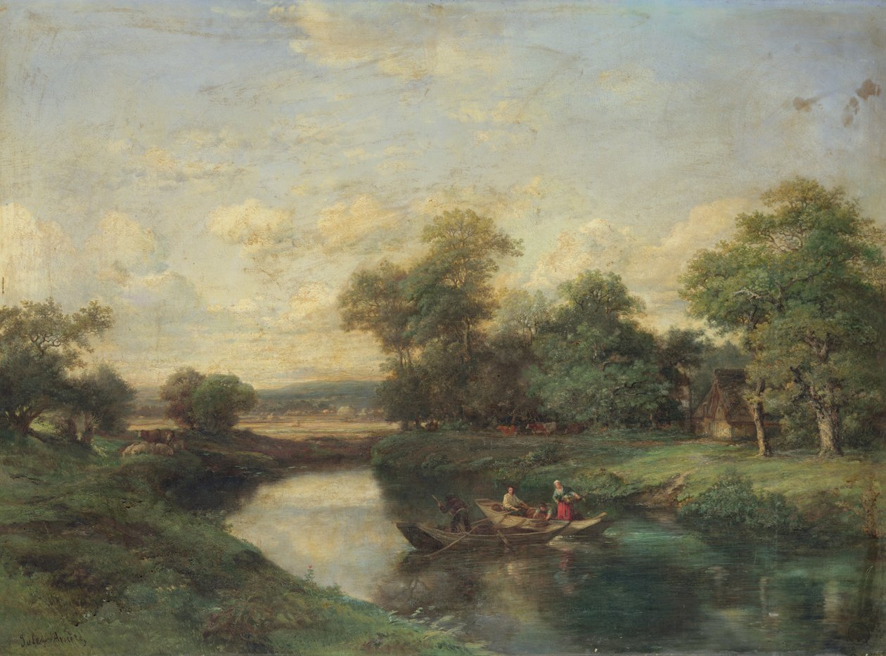 Paisaje al borde de un río de Jules Andre