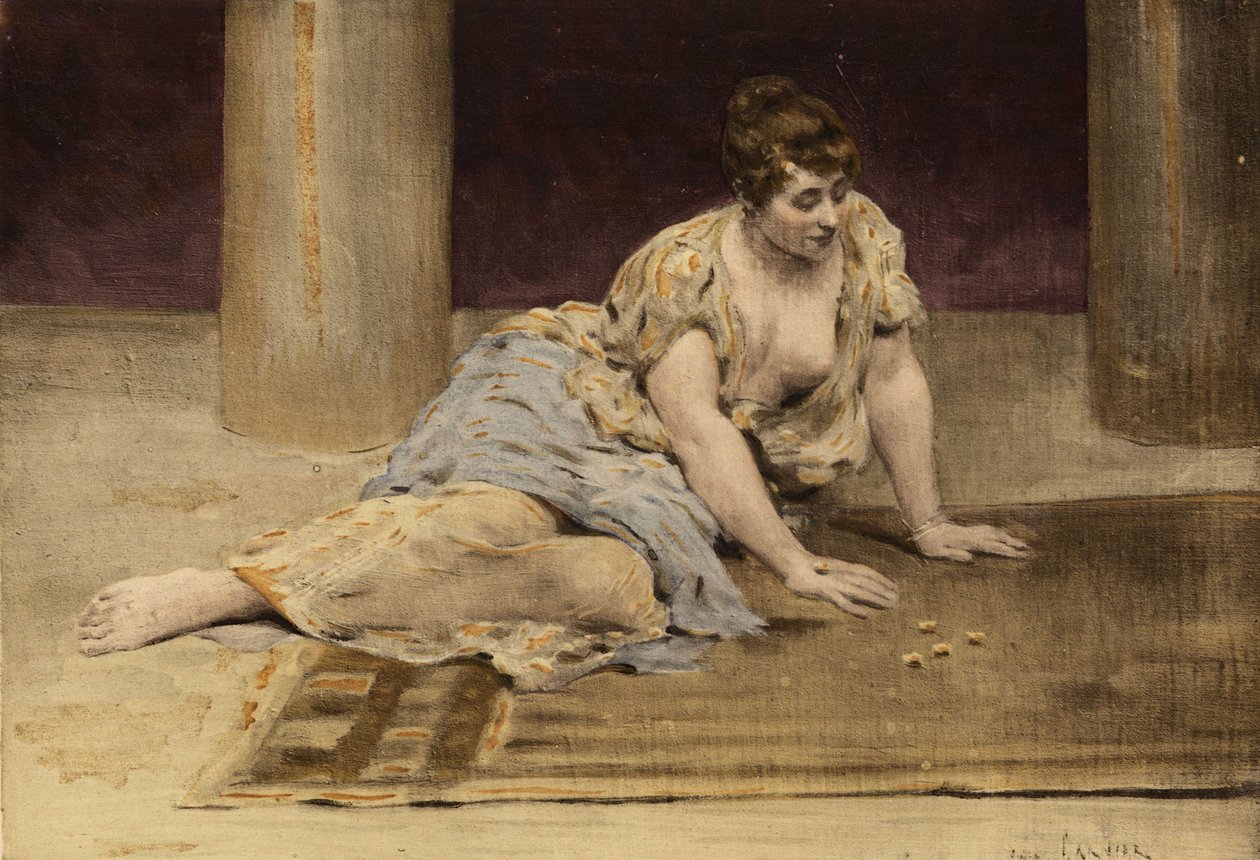Mujer jugando al juego de los cuentos (tablas). Gargantúa. Ilustración de Jules Garnier. En "Rabelais et l
