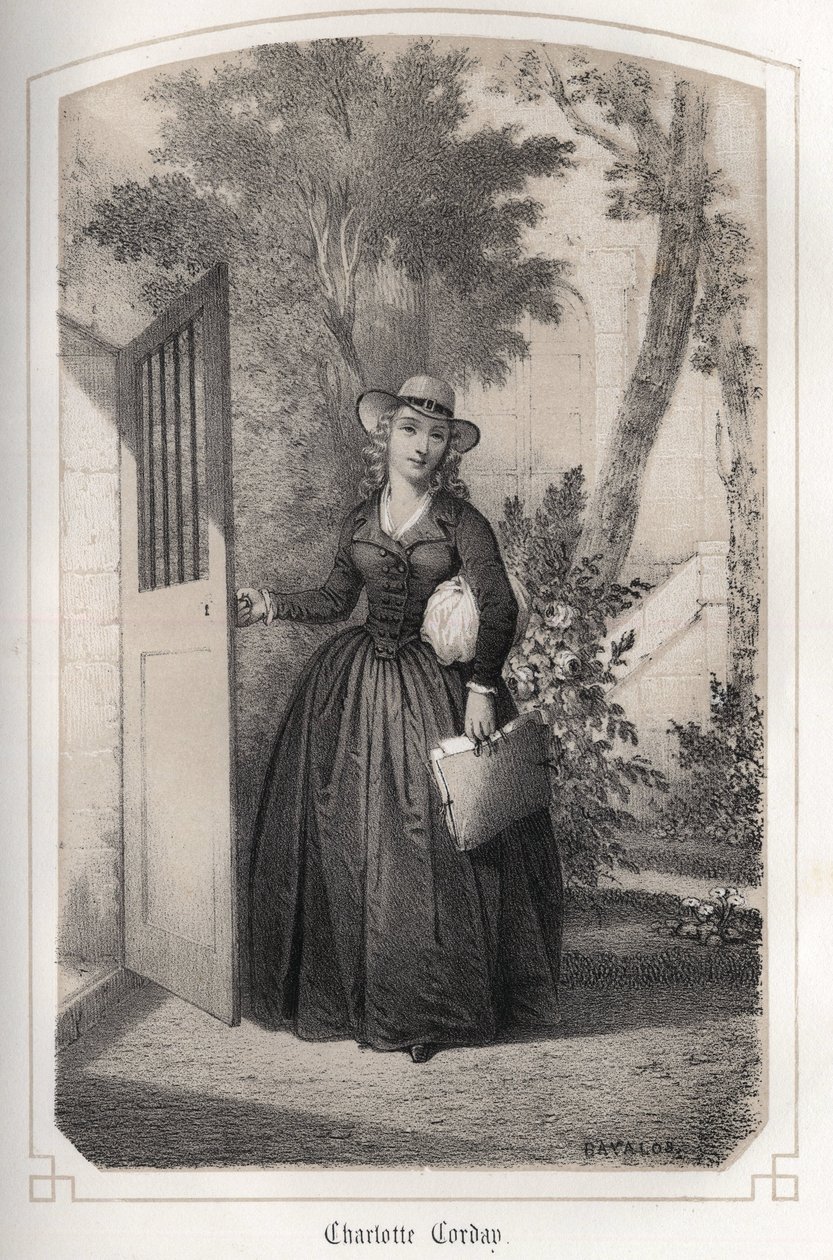 Retrato de Charlotte Corday (1768 - 1793). en "Les femmes illustres de la France" de la Condesa DROHOJOWSKA. ILUSTRACIONES DE DRUTAS DE MM JULES Y BAYALOS. Hacia 1850. de Jules and Bayalos Aime de David