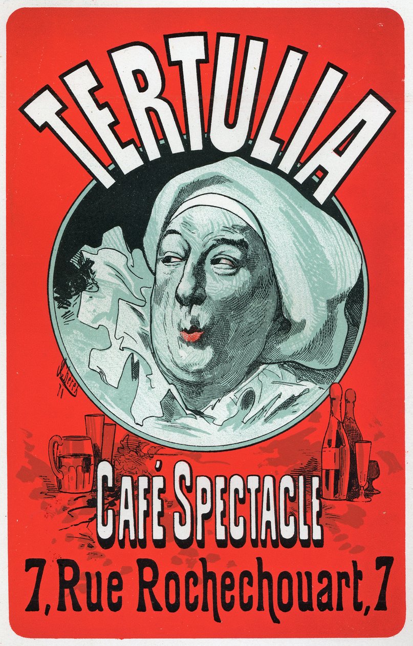 Arte. Entretenimiento. Tertulia, espectáculo en el Café Espectáculo, París. Cartel de Jules Cheret, c.1870 de Jules Cheret