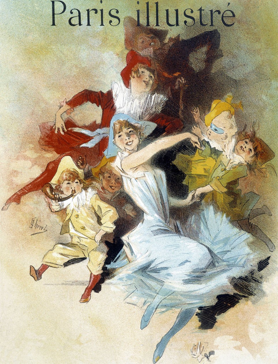 Máscara de baile. Dibujo de Cherret (finales del siglo XIX) para el carnaval en el periódico “París ilustre” de Jules Cheret