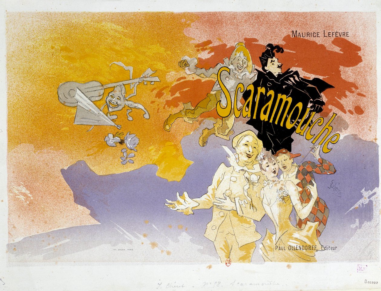 Portada del libro Scaramouche de Maurice Lefevre. Ilustración de Jules Chéret (1836-1932) 1891 París, B.N. de Jules Cheret