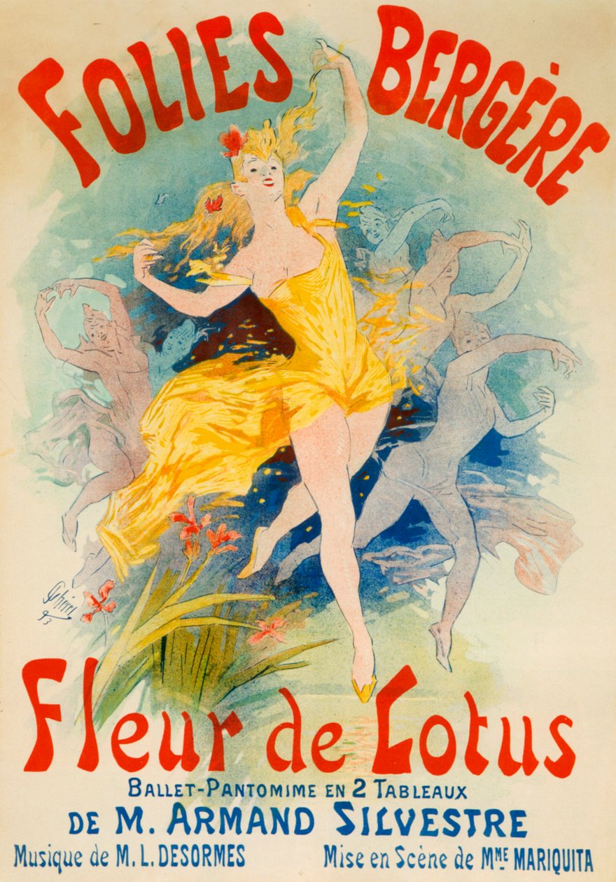 Ballet Fleur de Lotus para el Folies Bergère, París de Jules Cheret