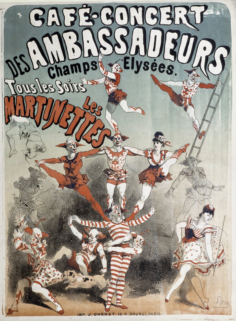 Les Martinettes en el Café-Concierto de los Embajadores - Póster de Jules Chéret, finales del siglo XIX de Jules Cheret