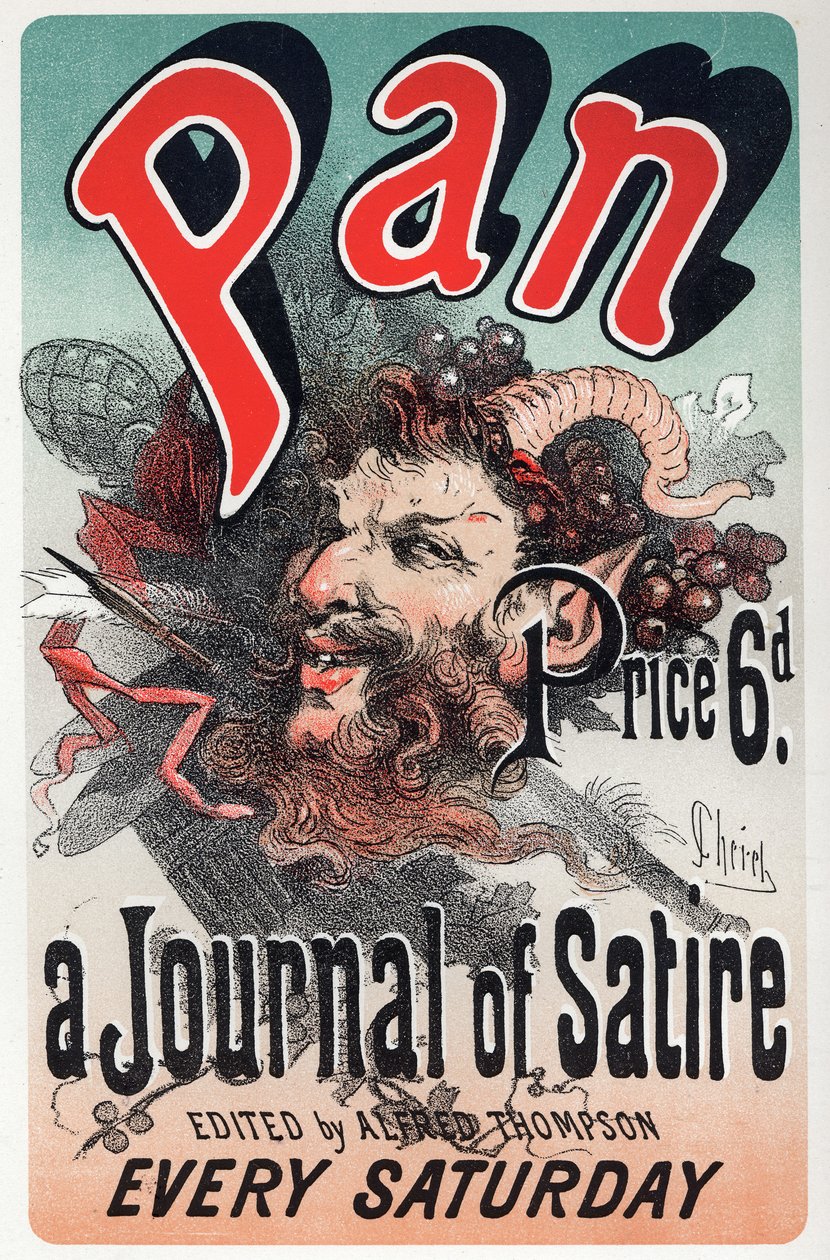Literatura. Pan, periódico satírico. Cartel de Jules Cheret, Inglaterra, c.1880 de Jules Cheret