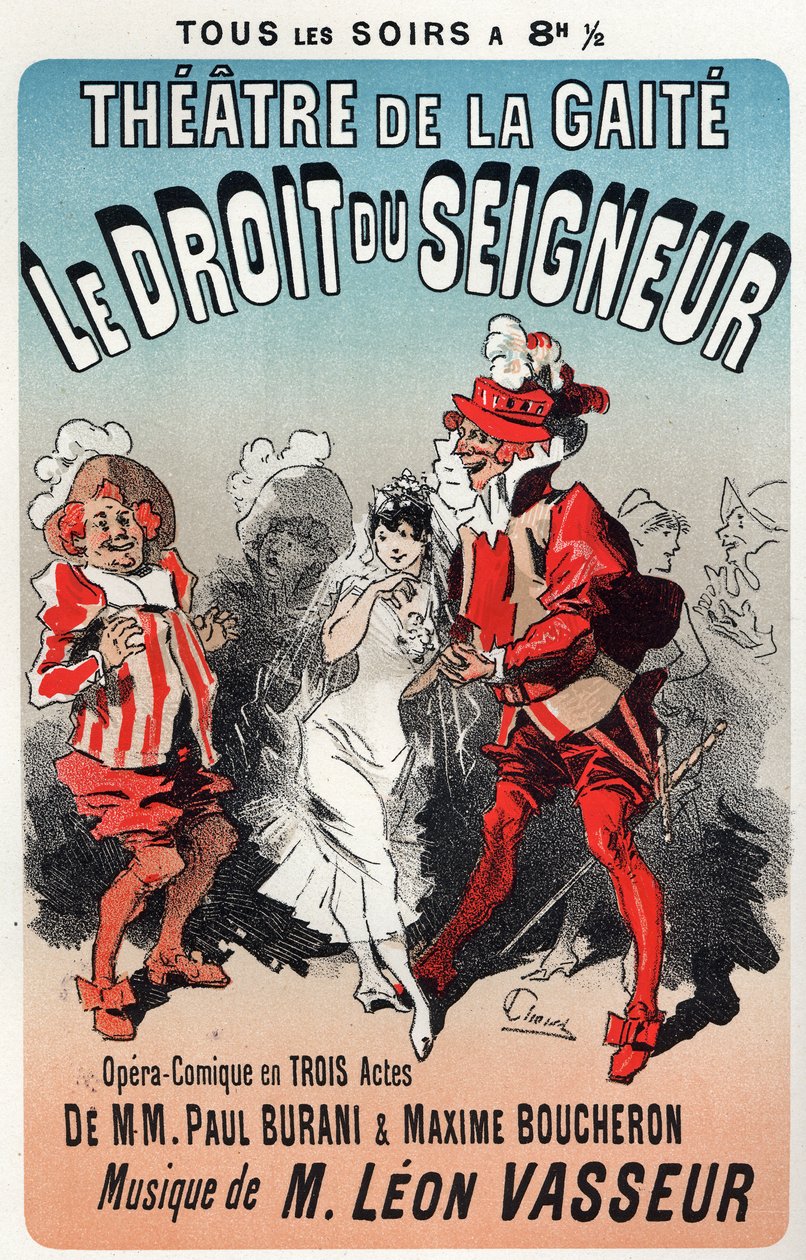 Música. Regla del Señor, opereta de Leon Vasseur. Cartel de Jules Cheret para el primer espectáculo en el Théâtre de la Gaîté, París, Francia de Jules Cheret