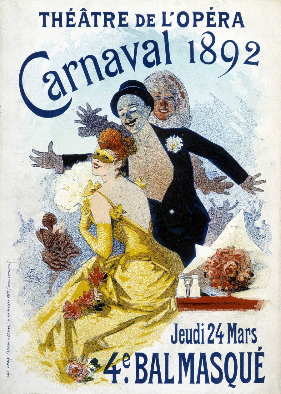 Cartel de Cherret para el carnaval de 1892 en el teatro de la ópera. de Jules Cheret
