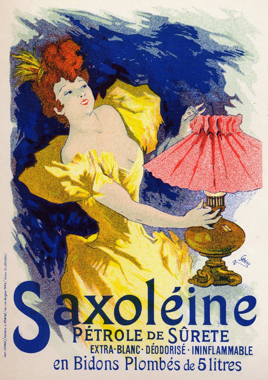 Ciencia. Energía. Saxoleine, aceite para lámpara. Cartel de Jules Cheret, Francia de Jules Cheret