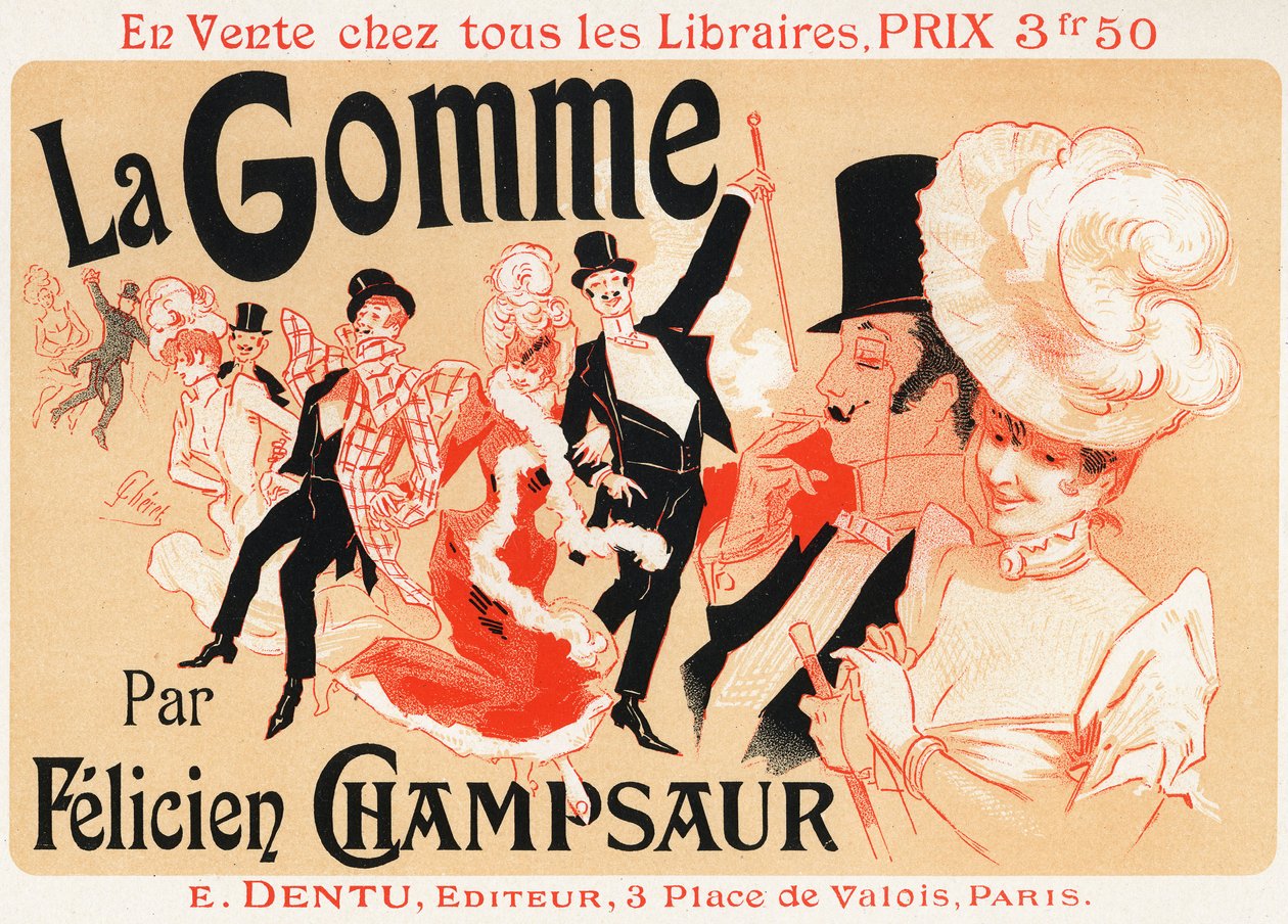 El amante El borrador, novela de Felicien Champsaur, finales del siglo XIX (cartel) de Jules Cheret
