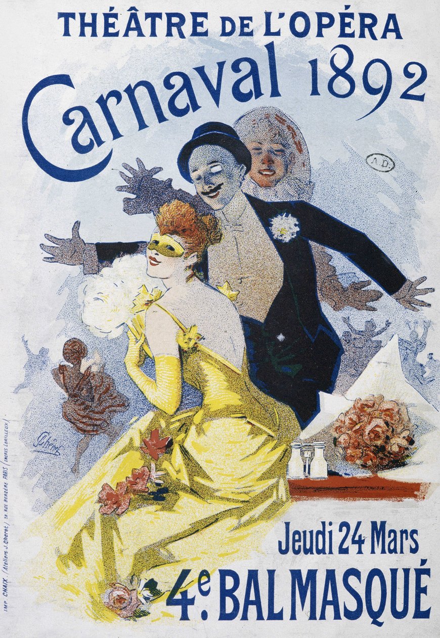 Teatro de la Ópera: carnaval de 1892, 4º baile de máscaras - cartel de Jules Cheret de Jules Cheret