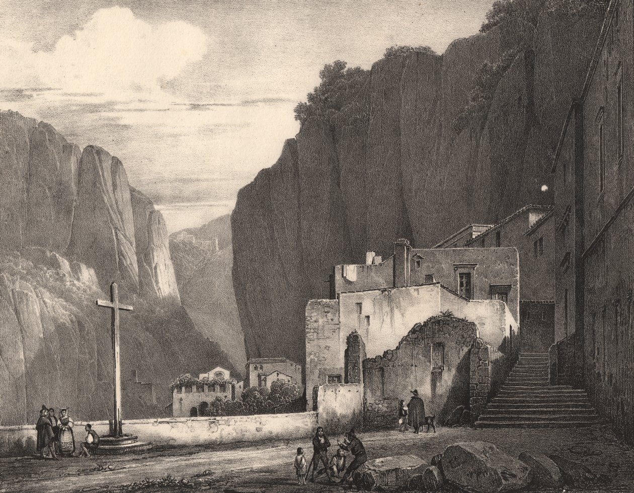 Vista de Amalfi, Campania, Italia, litografía según dibujo de Jules Coignet (1798-1860), 258x245 cm de Jules Coignet