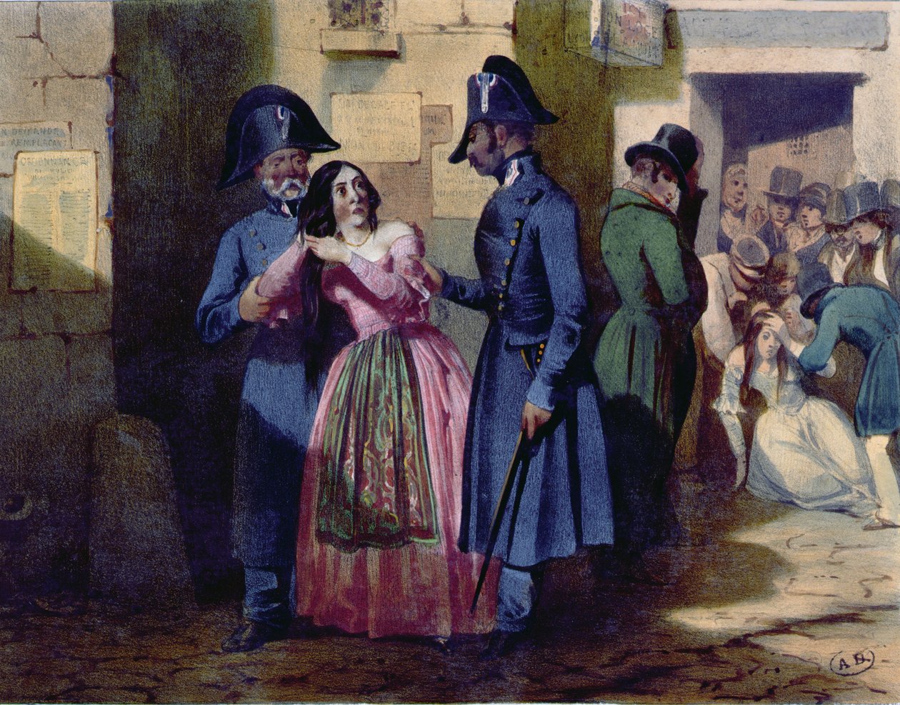 Arresto de una prostituta por la policía, c.1835 de Jules David
