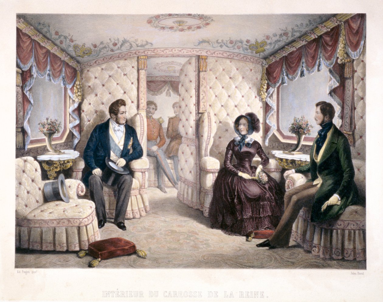 Rey Luis Felipe, Reina Victoria y Príncipe Alberto en el carruaje real, 1846 de Jules David