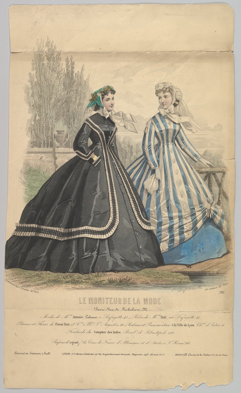 Modas de Mme. Antonie Lalanne, No. 791, de Le Moniteur de la Mode, 1848 de Jules David
