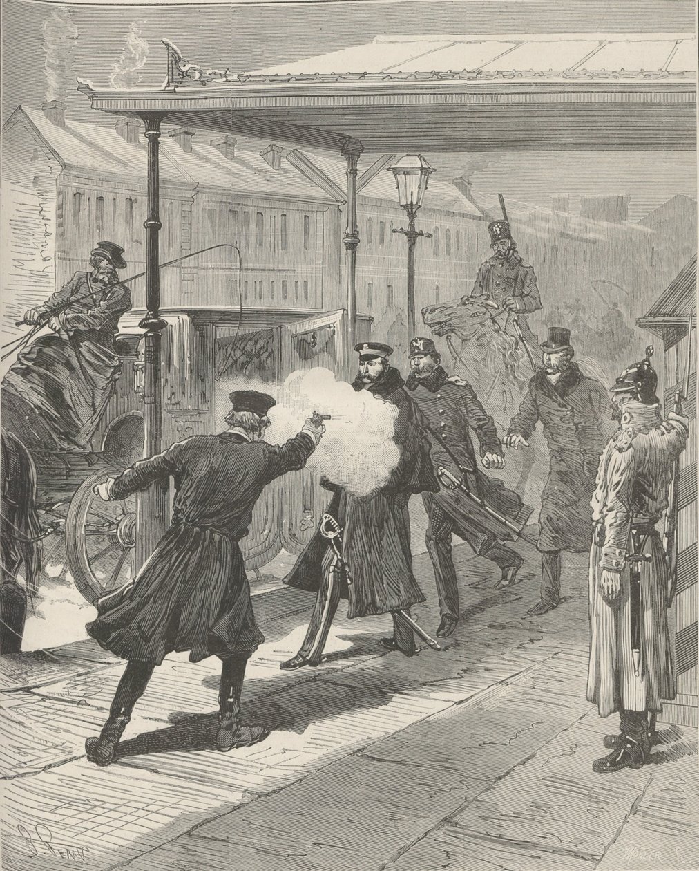 El asesinato del Conde Mikhail Loris-Melikov. De Le Monde Illustré, 1880 de Jules Descartes Férat