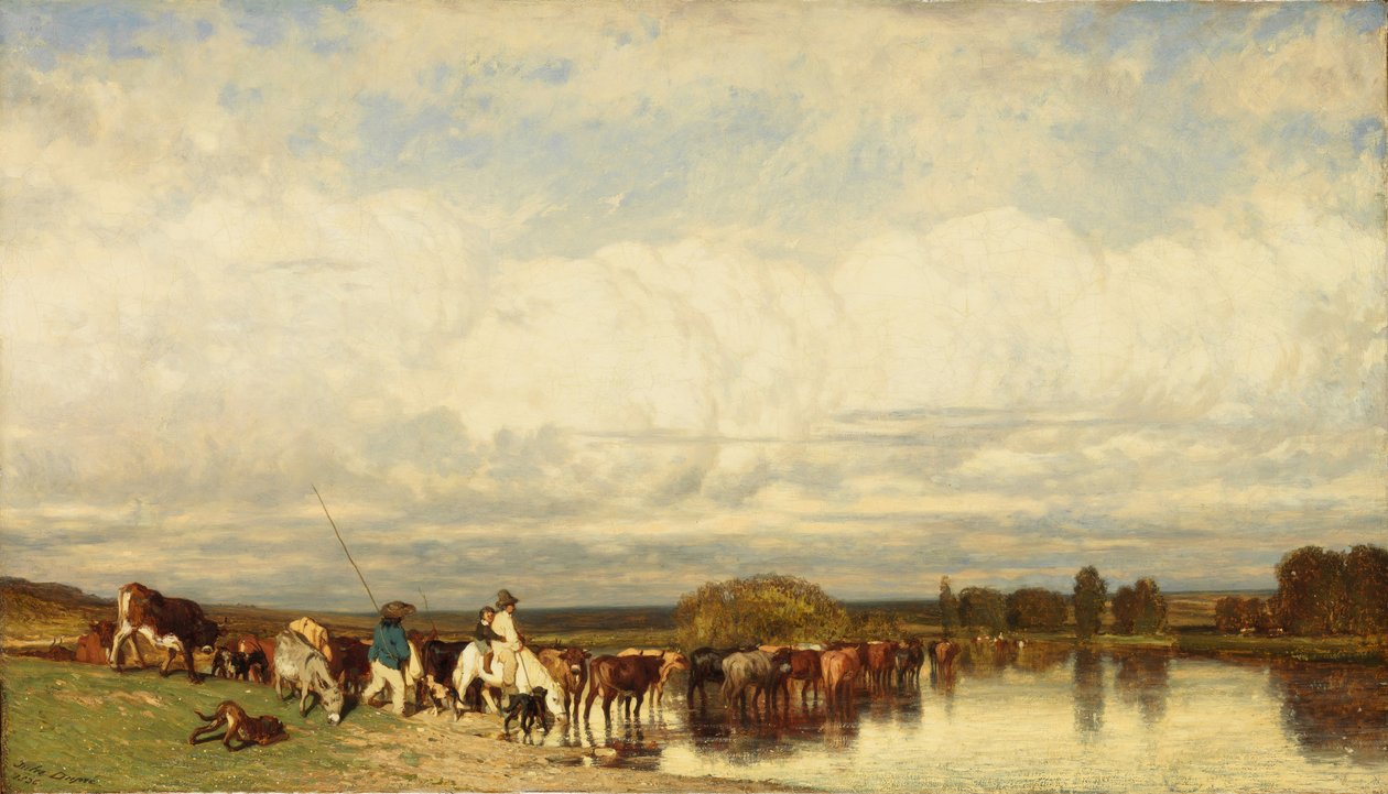 Vacas cruzando un vado, 1836 de Jules Dupré