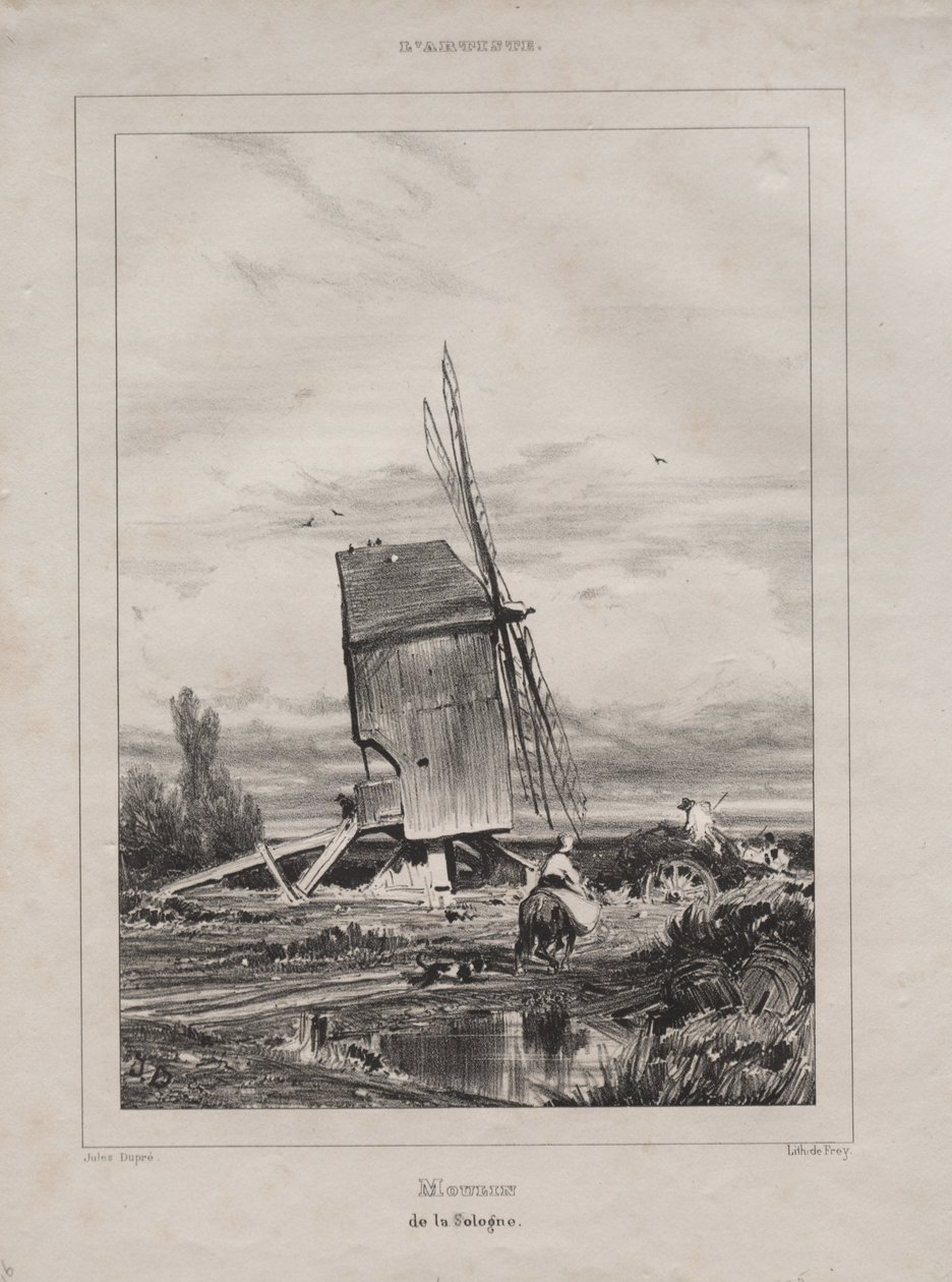 Molino en la Sologne, Francia, 1835 de Jules Dupré