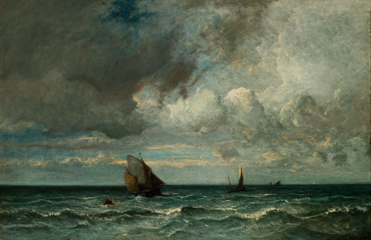 Barcos huyendo antes de la tormenta de Jules Dupré