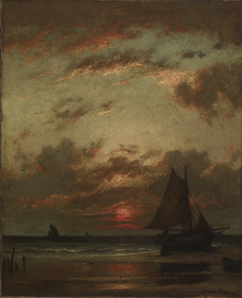 Puesta de sol en la costa de Jules Dupré