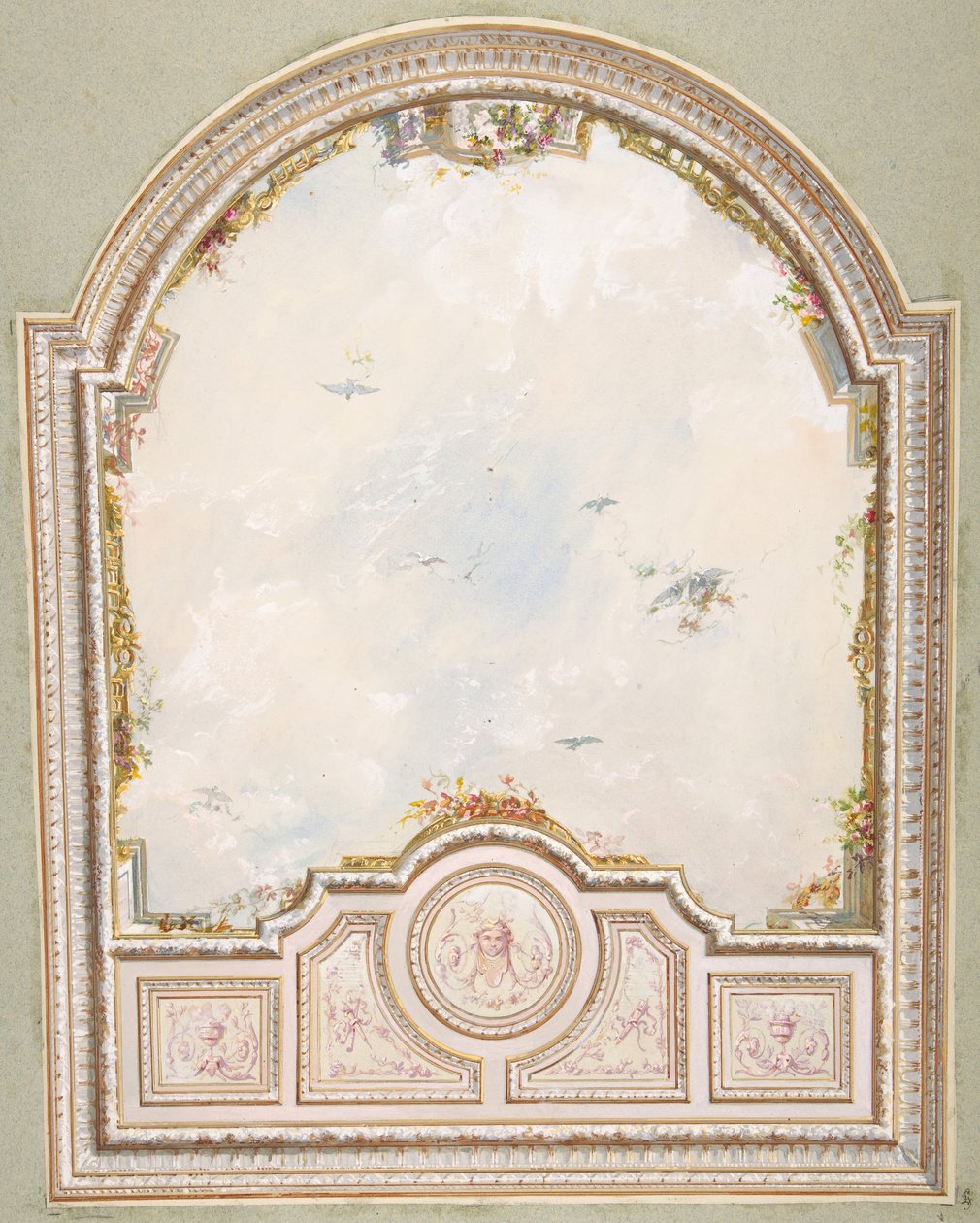 Diseño para un techo con un cielo de trampantojo, segunda mitad del siglo XIX de Jules Edmond Charles Lachaise and Eugène Pierre Gourdet