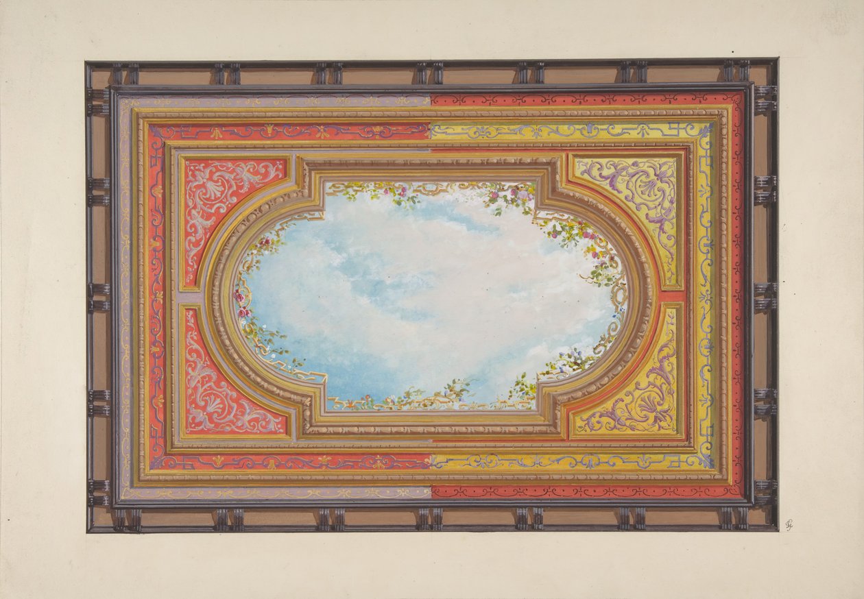 Diseño para un techo pintado con nubes trompe l