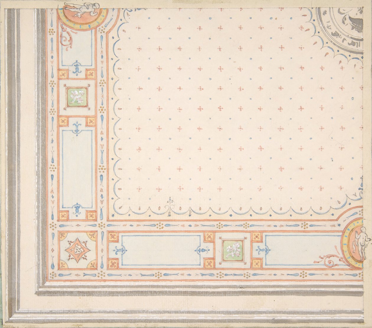 Diseño para un techo (detalle), segunda mitad del siglo XIX. Creadores: Jules-Edmond-Charles Lachaise, Eugène-Pierre Gourdet de Jules Edmond Charles Lachaise and Eugène Pierre Gourdet