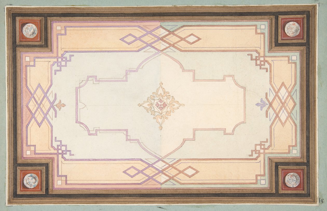 Diseño para un techo, segunda mitad del siglo XIX. Creadores: Jules-Edmond-Charles Lachaise, Eugène-Pierre Gourdet de Jules Edmond Charles Lachaise and Eugène Pierre Gourdet