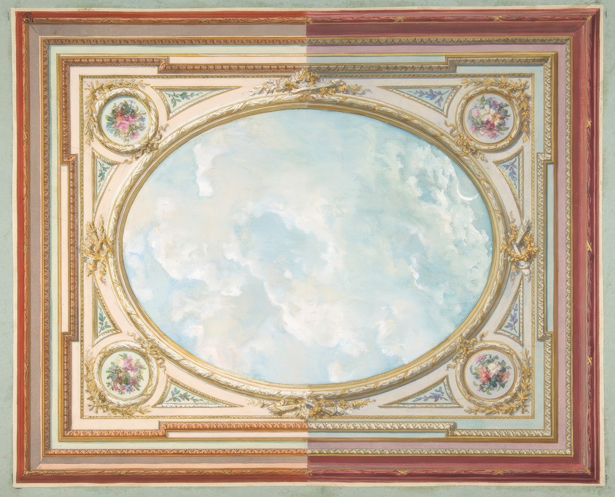 Diseño para un techo con cielo trampantojo de Jules Edmond Charles Lachaise