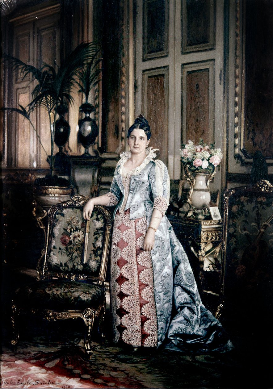 Retrato de la Sra. Carnot con vestido de gala de Jules Emile Saintin