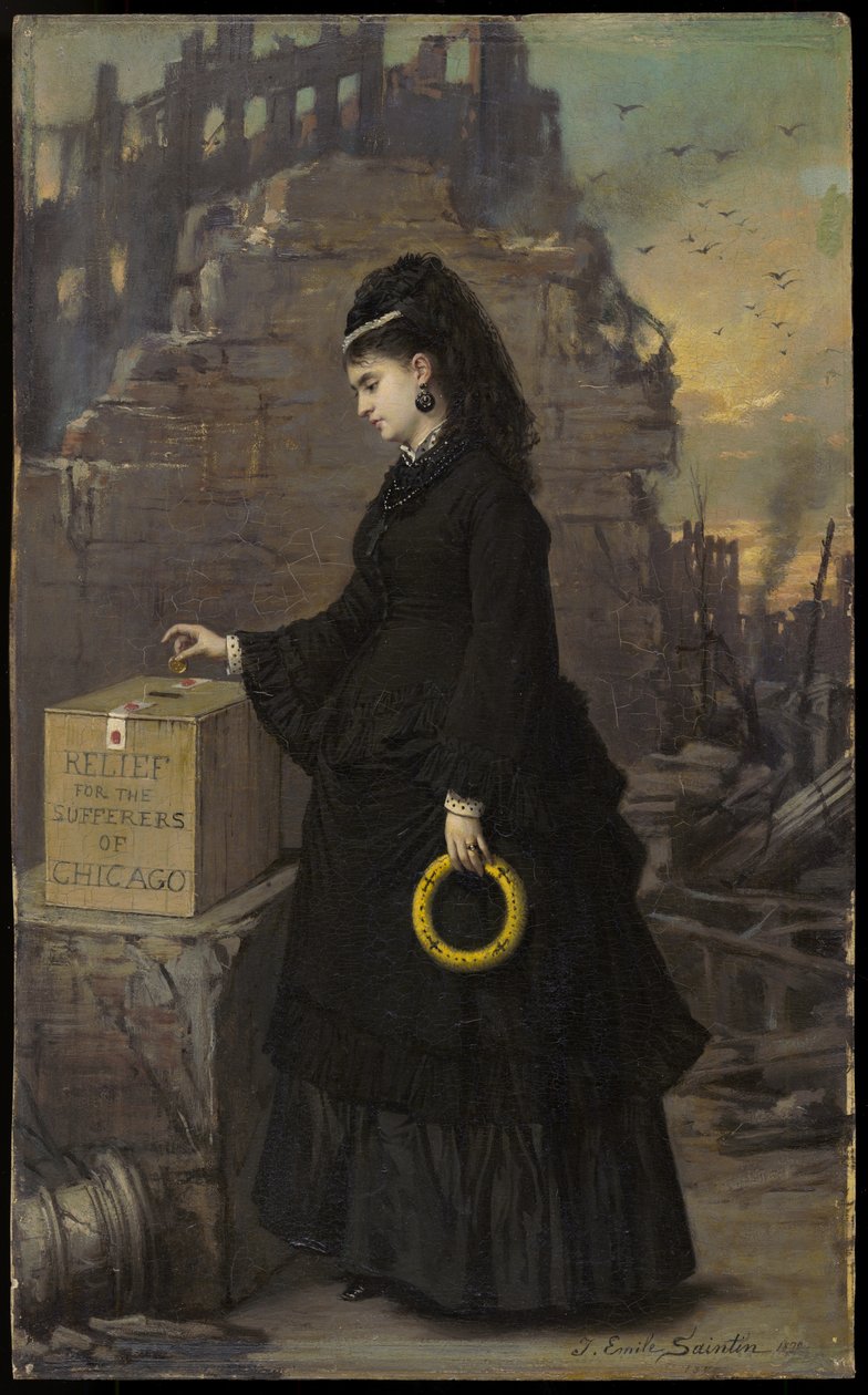 Ayuda para los Damnificados de Chicago, 1872 de Jules Emile Saintin