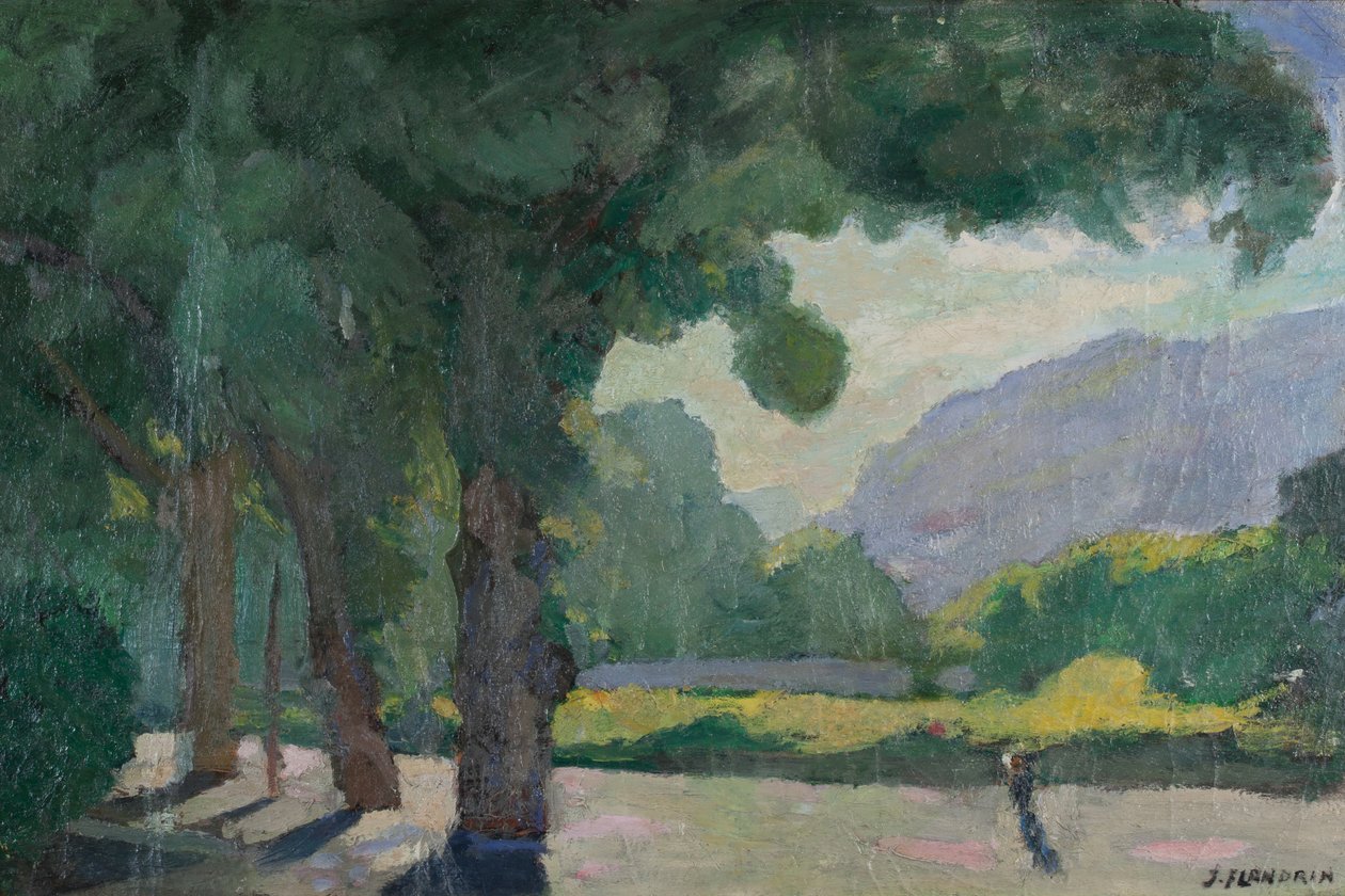 Grenoble, vista tomada desde Île Verte 1922 Óleo sobre cartón de Jules Flandrin