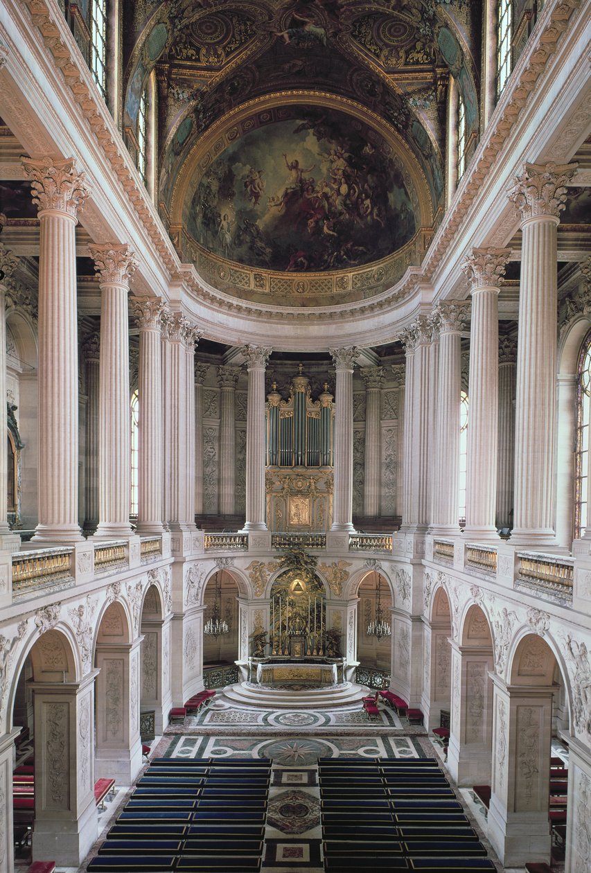 Vista interior de la capilla, 1699-1710 de Jules Hardouin Mansart