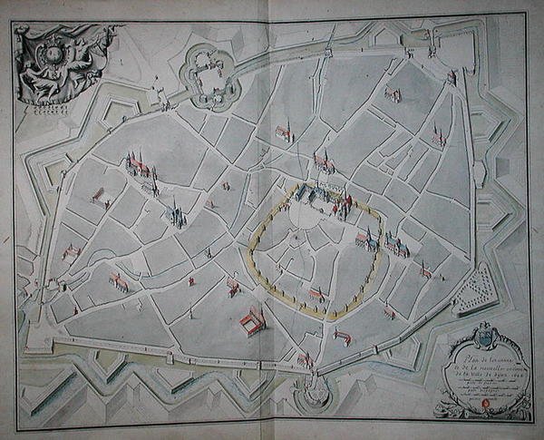 Plano de las murallas de la ciudad vieja y nueva de Dijon de Jules Hardouin Mansart