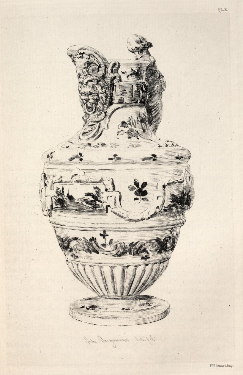 Historia del Arte Cerámico: Un Estudio Descriptivo y Filosófico de la Cerámica de Todas las Edades y Todas las Naciones: España: Talavera de la Reyna- Loza- Ewer (Lámina X) de Jules Jacquemart