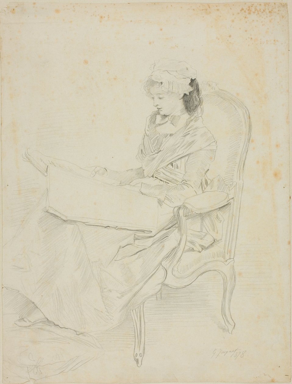 Joven sentada leyendo de Jules Jacquet