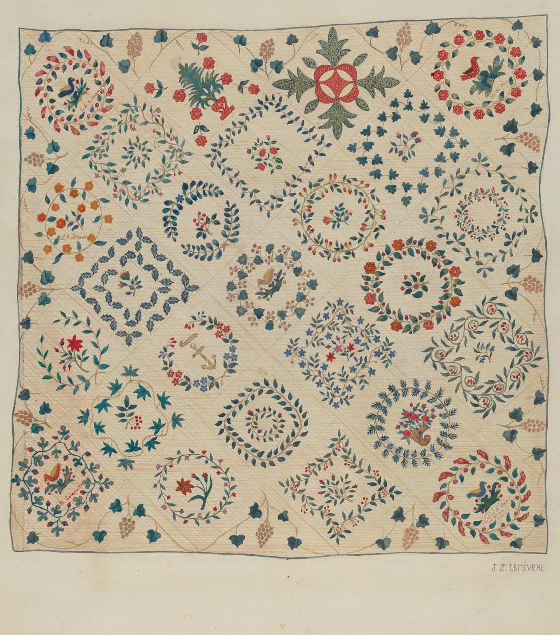 Cubrecama de Apliqué, c. 1936 de Jules Lefevere