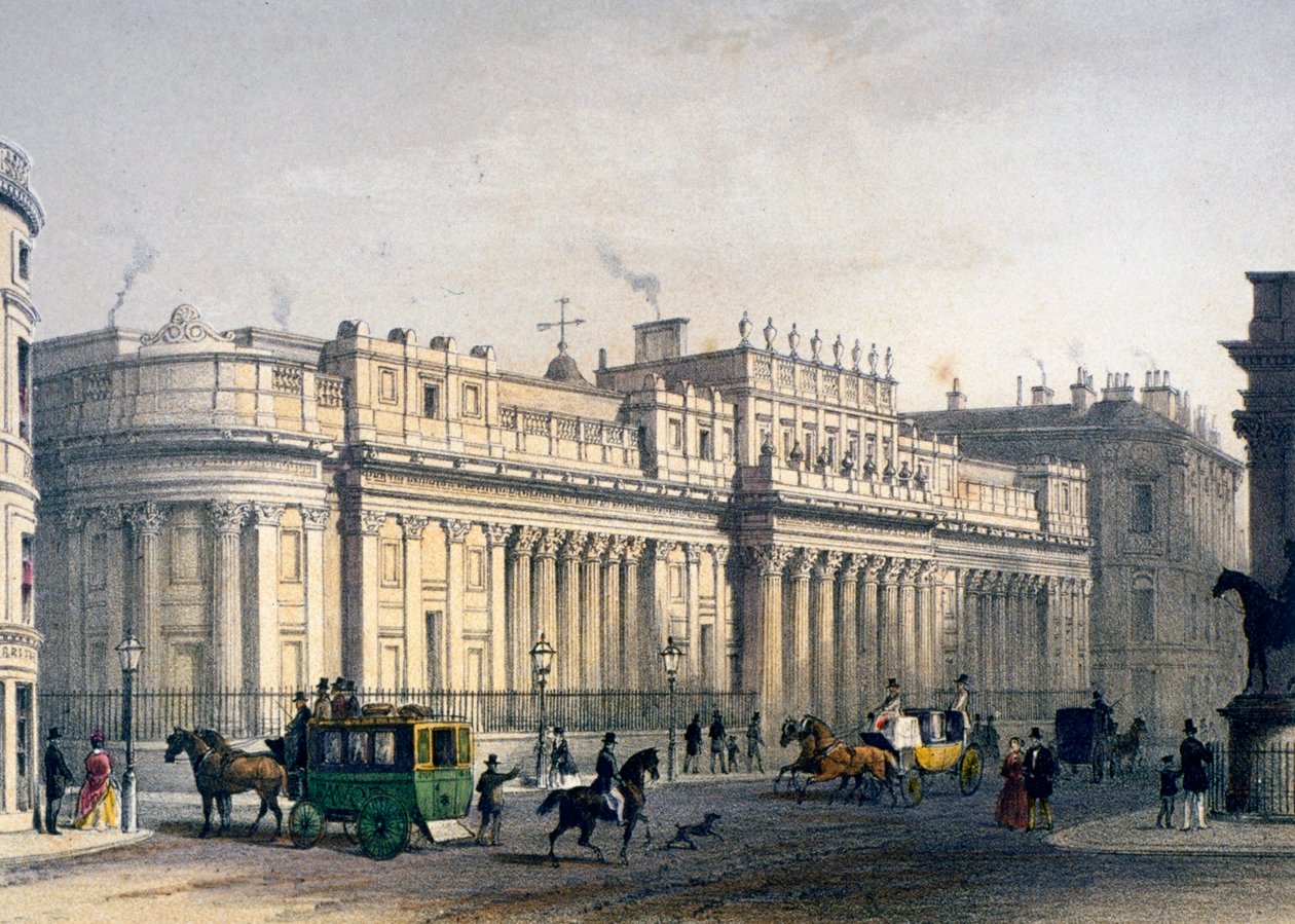 Vista del Banco de Inglaterra, Ciudad de Londres, 1854 de Jules Louis Arnout