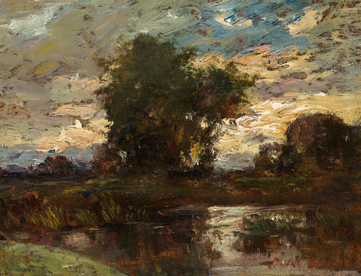 Cielo de la tarde sobre agua estancada de Jules Louis Dupré