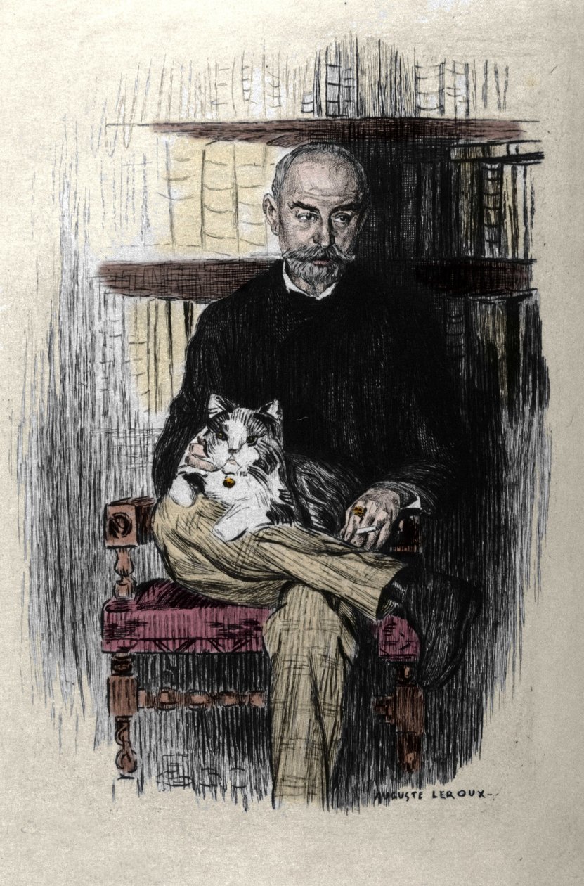 Retrato de Joris Karl Huysmans (1848-1907), escritor y crítico literario. Dibujo de Auguste Leroux (1871-1954). de Jules Marie Auguste Leroux