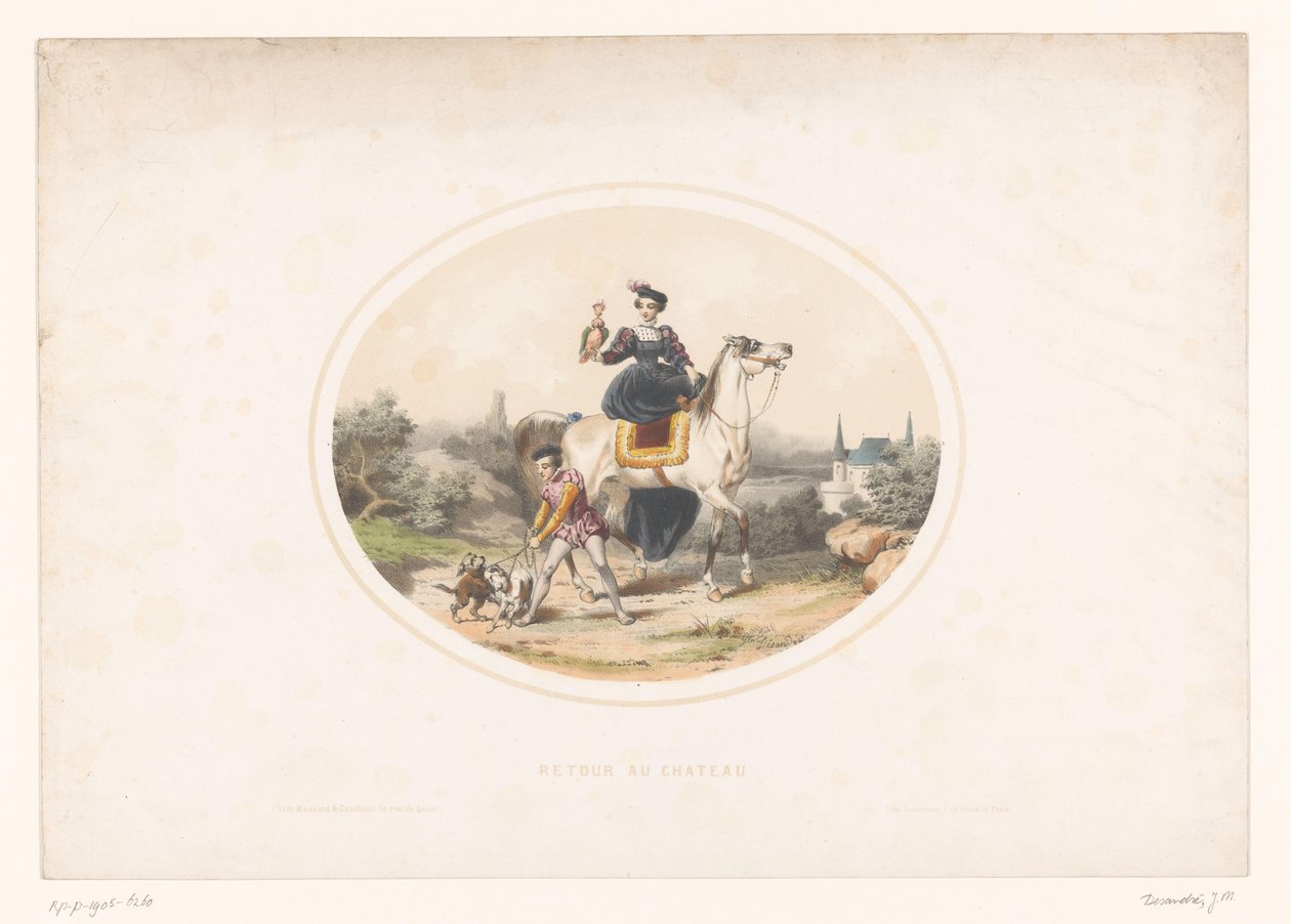 Noble con halcón a caballo
Retour au château (título en el objeto) de Jules Marie Desandre