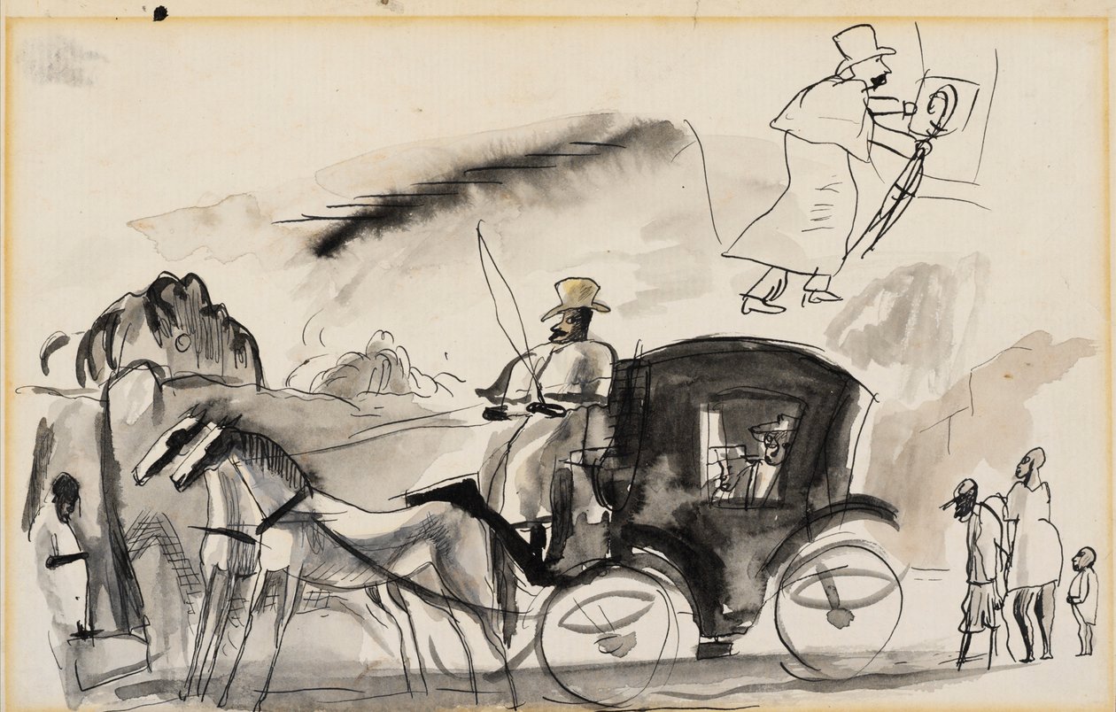 Figuras con coche de caballos de Jules Pascin