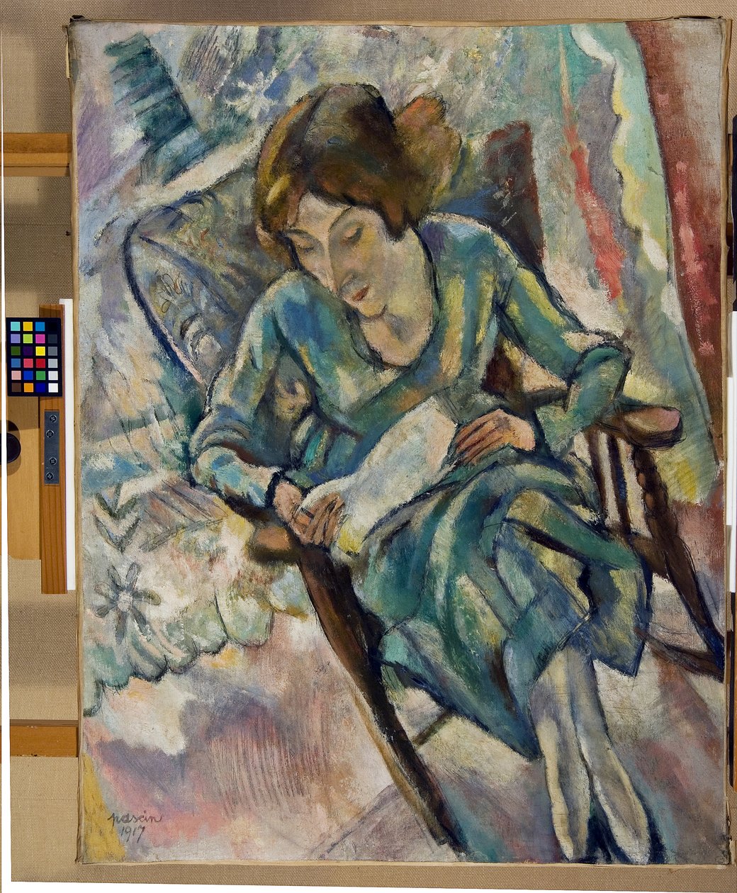 Chica en verde leyendo, 1917 de Jules Pascin