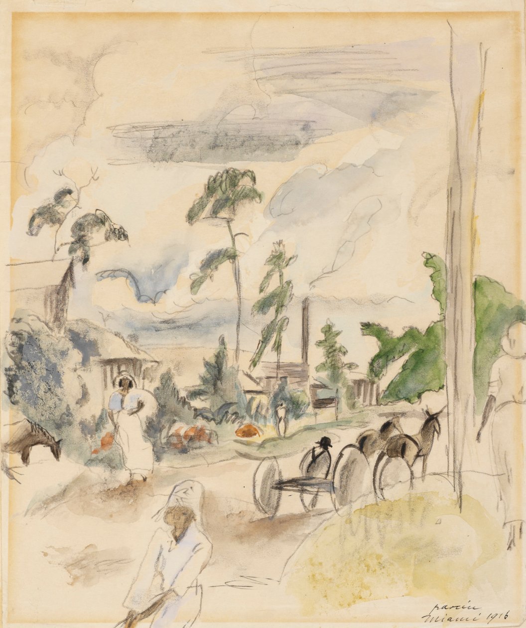 Paisaje con figuras, Miami, 1916 de Jules Pascin