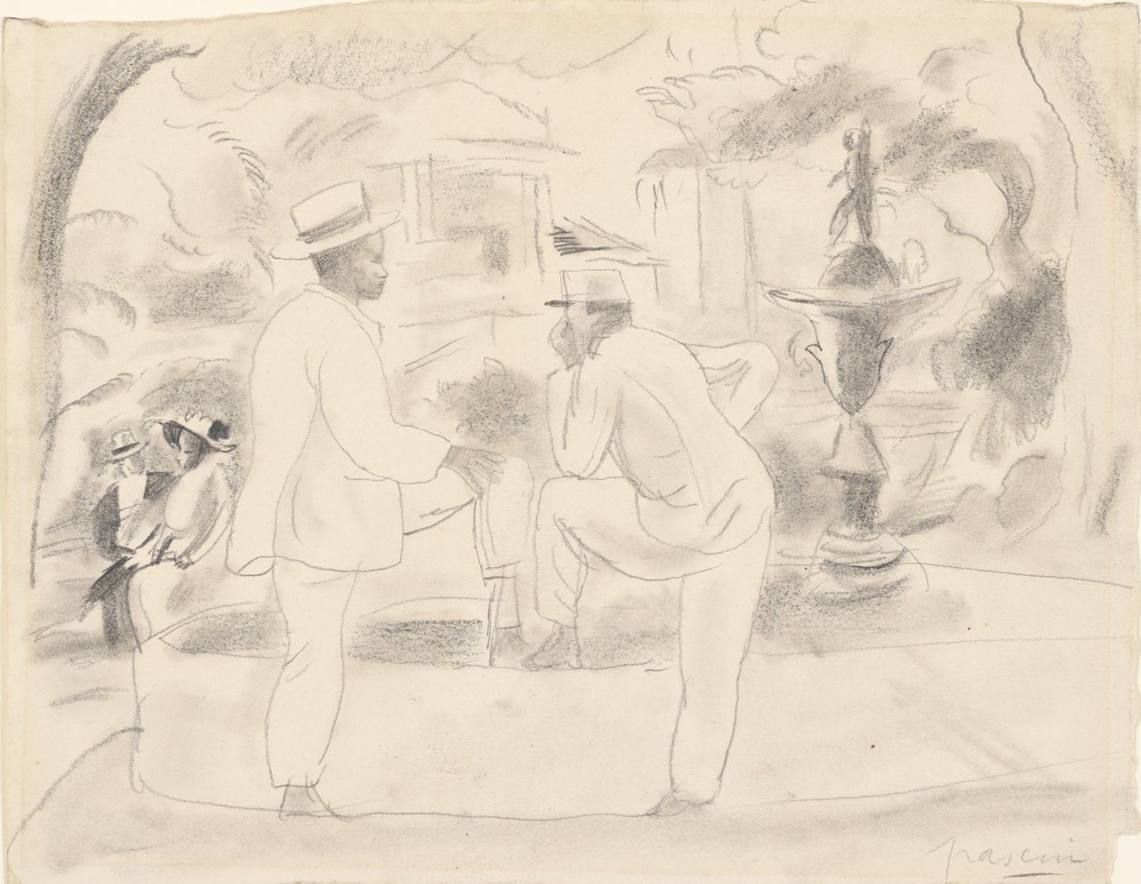 Dos hombres en el parque de Jules Pascin