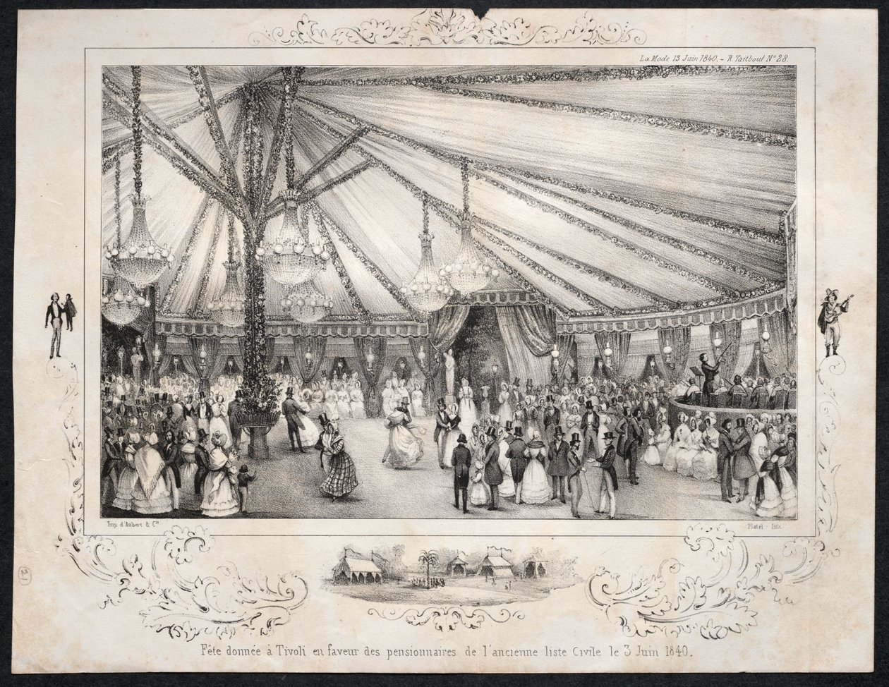 Fiesta dada en Tívoli en favor de los pensionistas de la antigua lista civil el 3 de junio de 1840 de Jules Platier