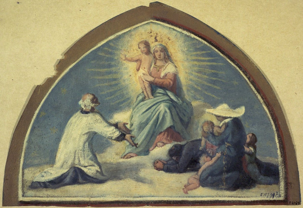 La Virgen presenta al Niño Jesús a San Vicente de Paúl de Jules Richomme